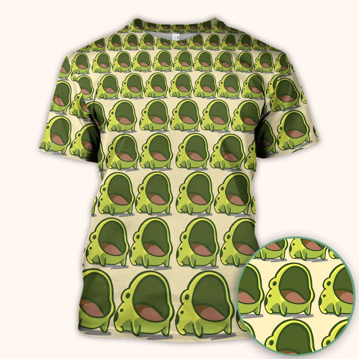 Green Frog Cartoon Nurse Scrub Top
