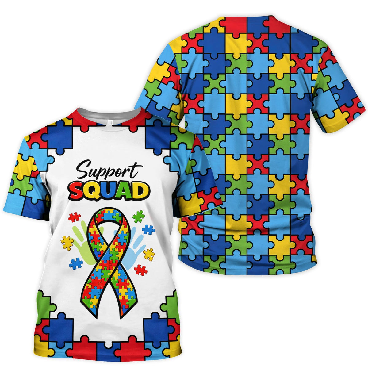 Autism Support Squad Puzzle Ribbon Nurse Scrub Top