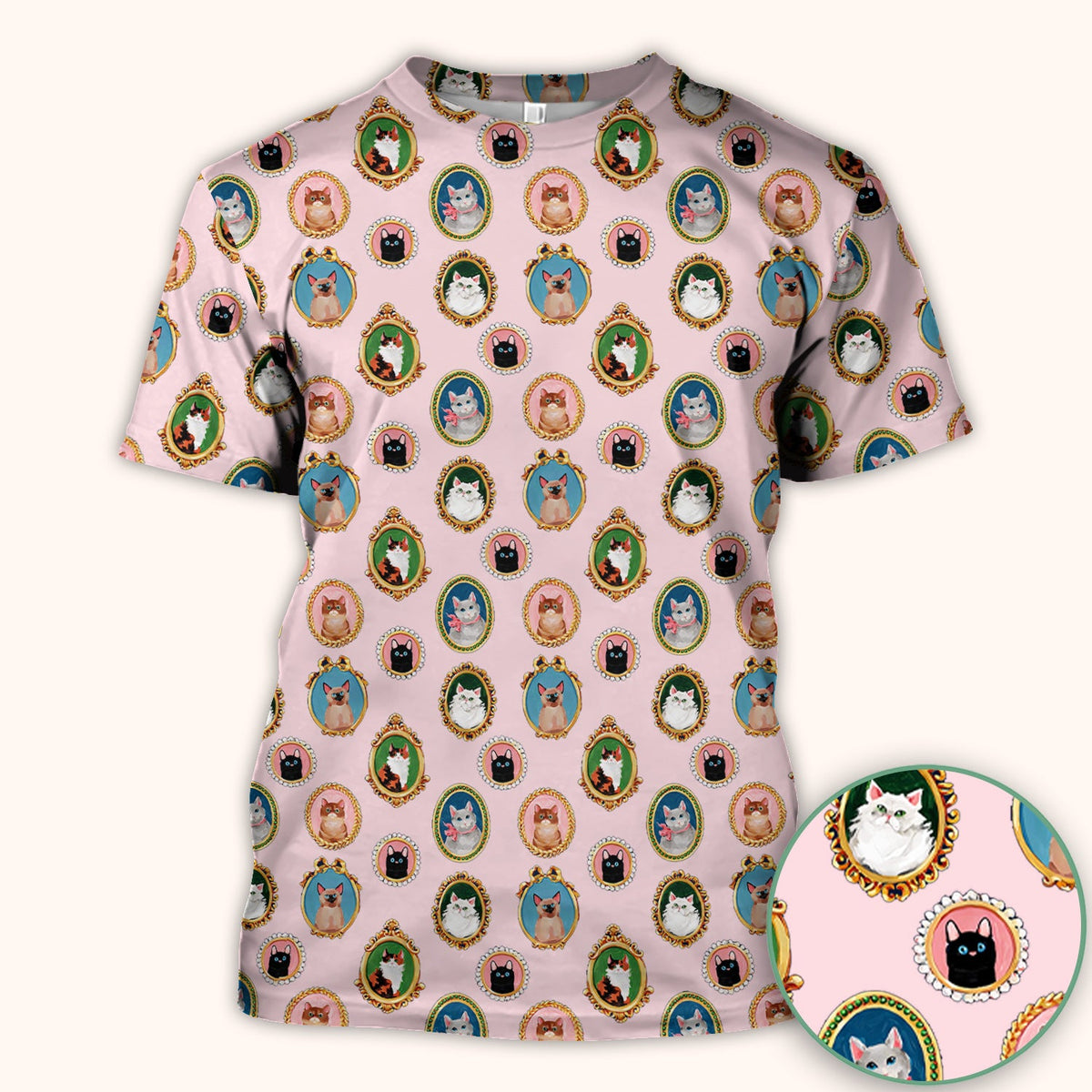 Vintage Cat Portrait Nurse Scrub Top