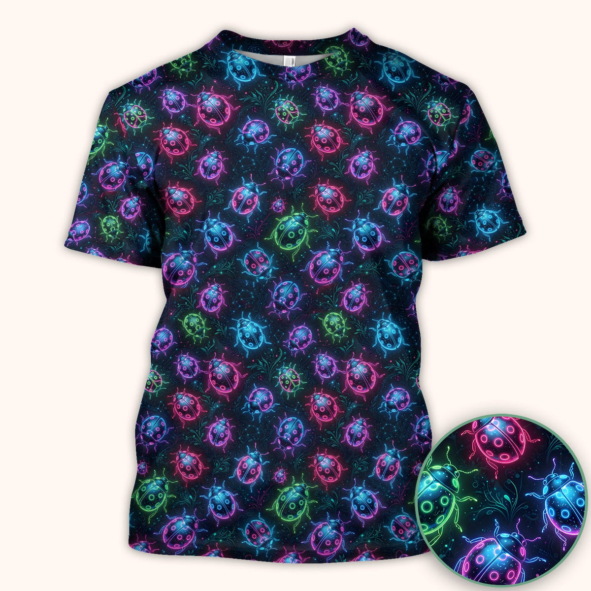 Colorful Neon Ladybug Nurse Scrub Top