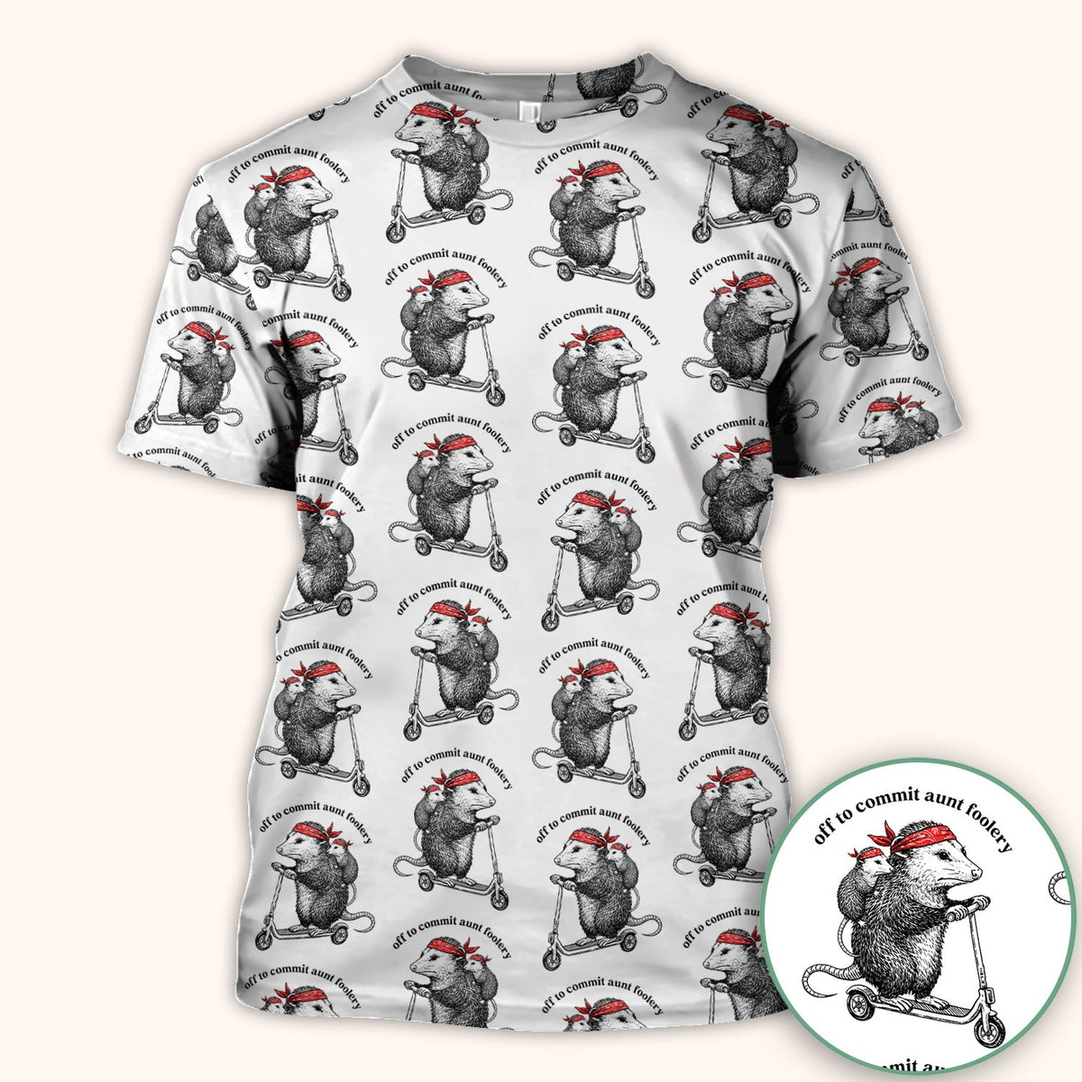 Aunt Foolery Opossum Nurse Scrub Top