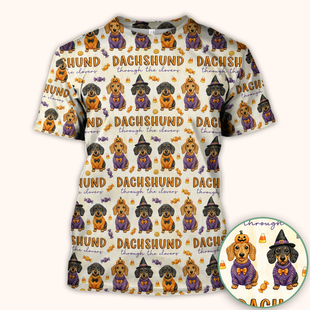 Candy Dachshund Nurse Scrub Top