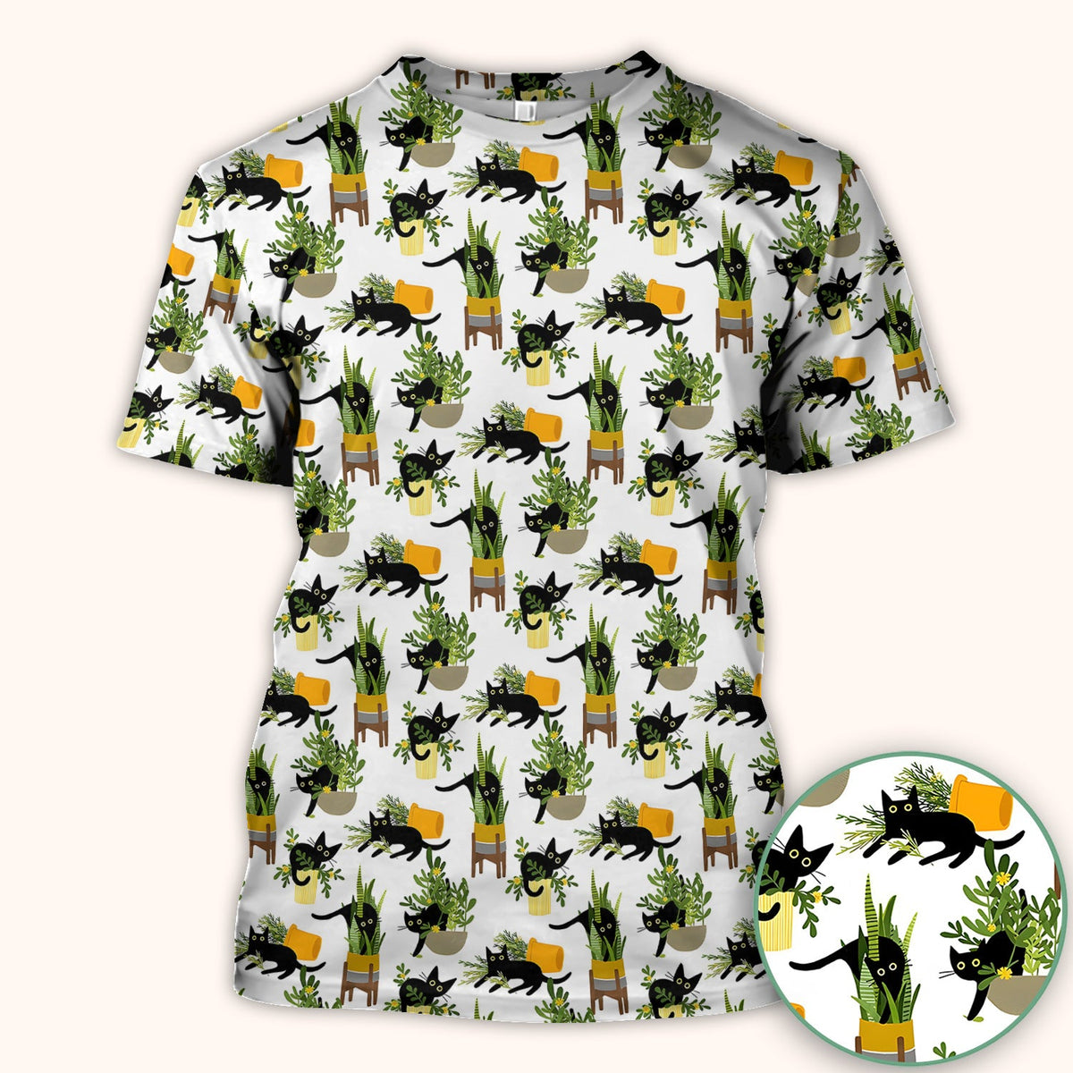 Black Cat Plant Pots Nurse Scrub Top