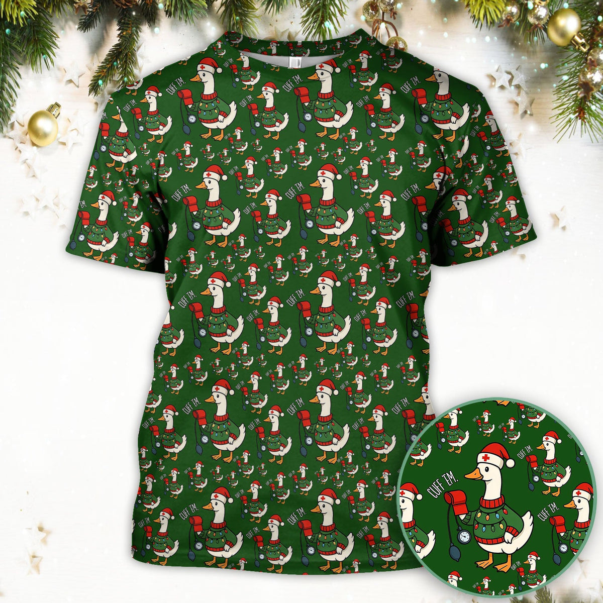 Christmas Duck Nurse Scrub Top
