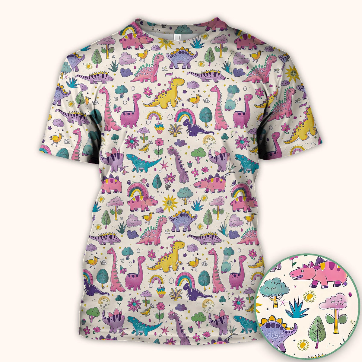 Dinosaur Rainbow Nurse Scrub Top