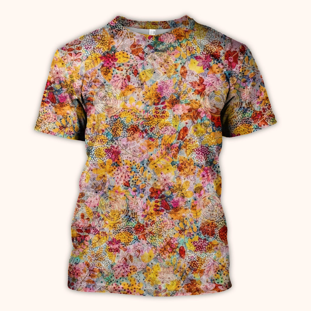 Autumn Floral Leaves Nurse Scrub Top