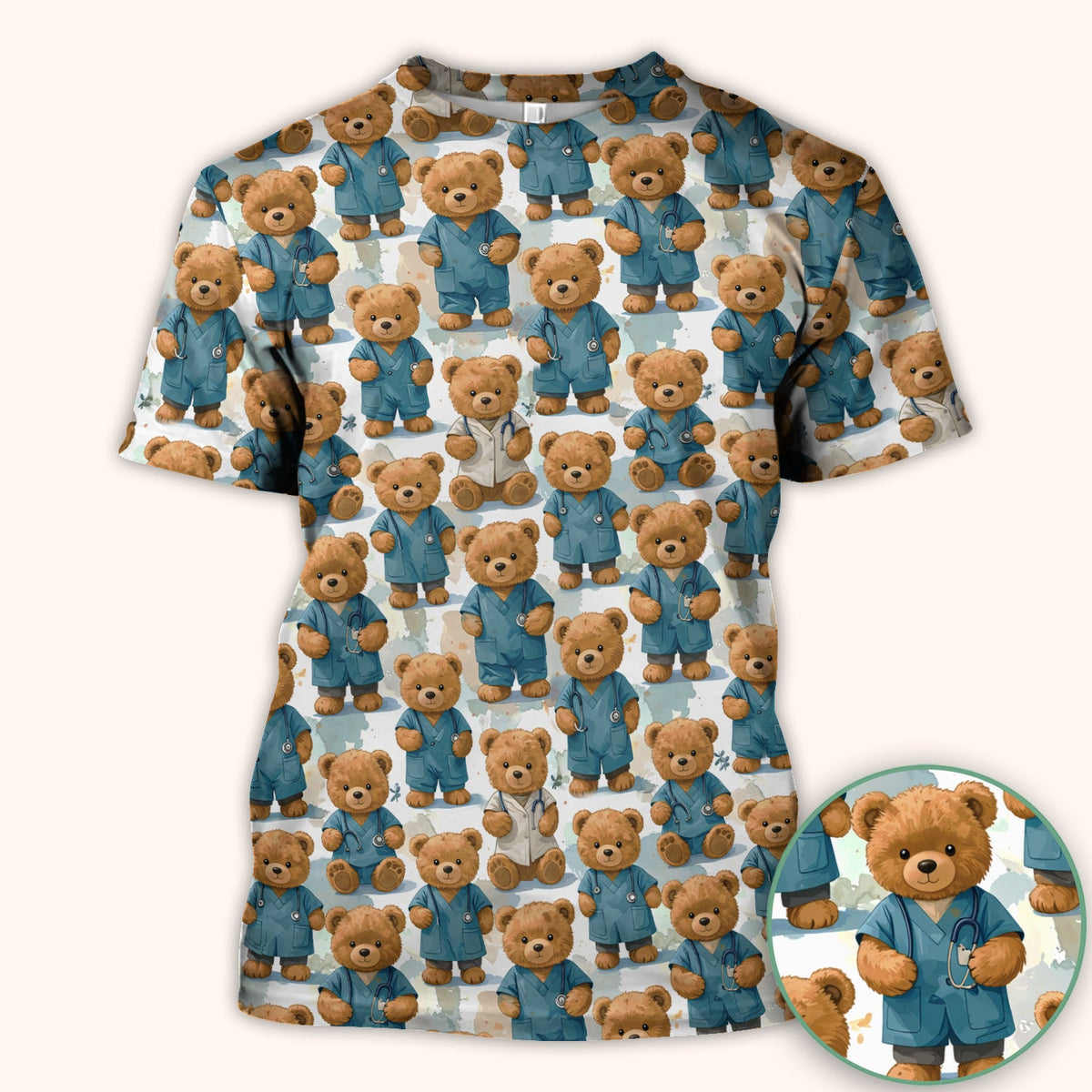 Teddy Bear Doctor Nurse Scrub Top