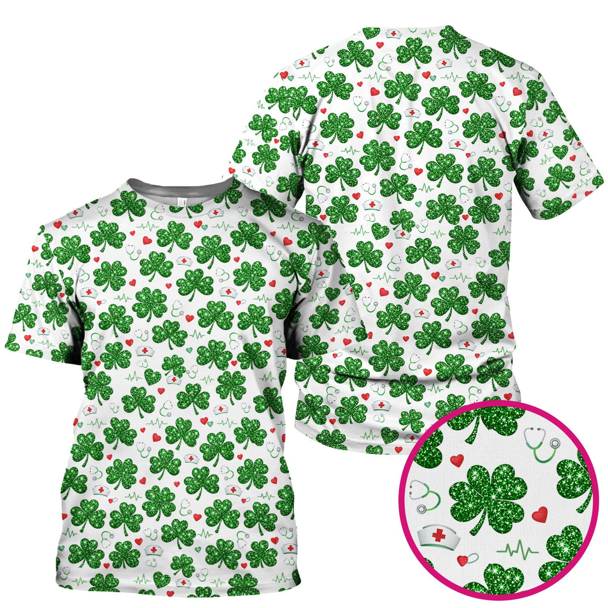 St Patrick Clover Nurse Scrub Top