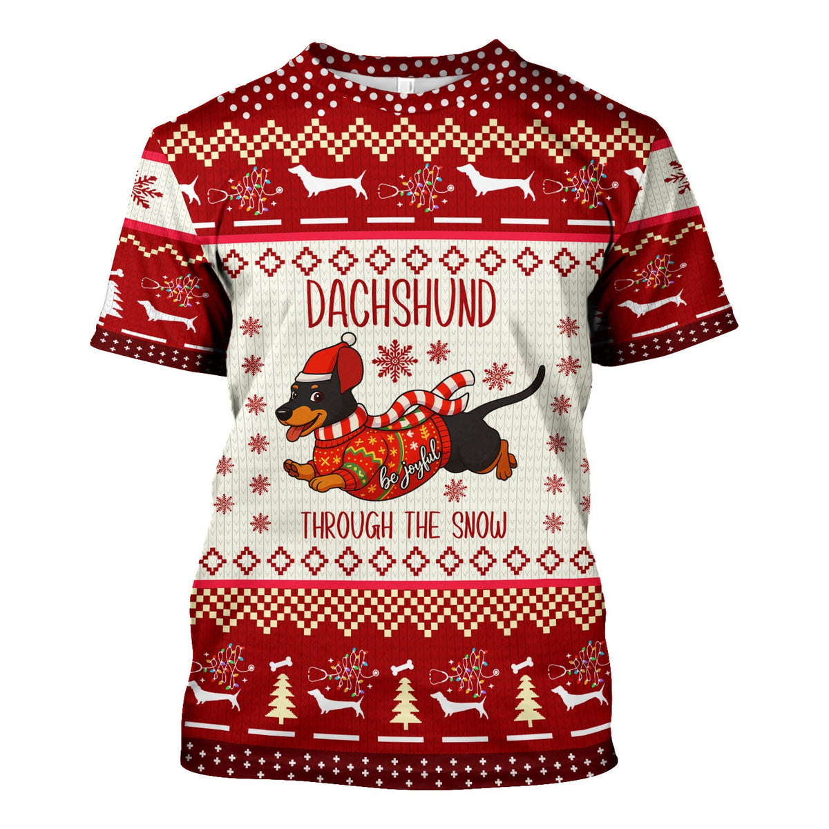 Wiener Dog Through The Snow Christmas Nurse Scrub Top