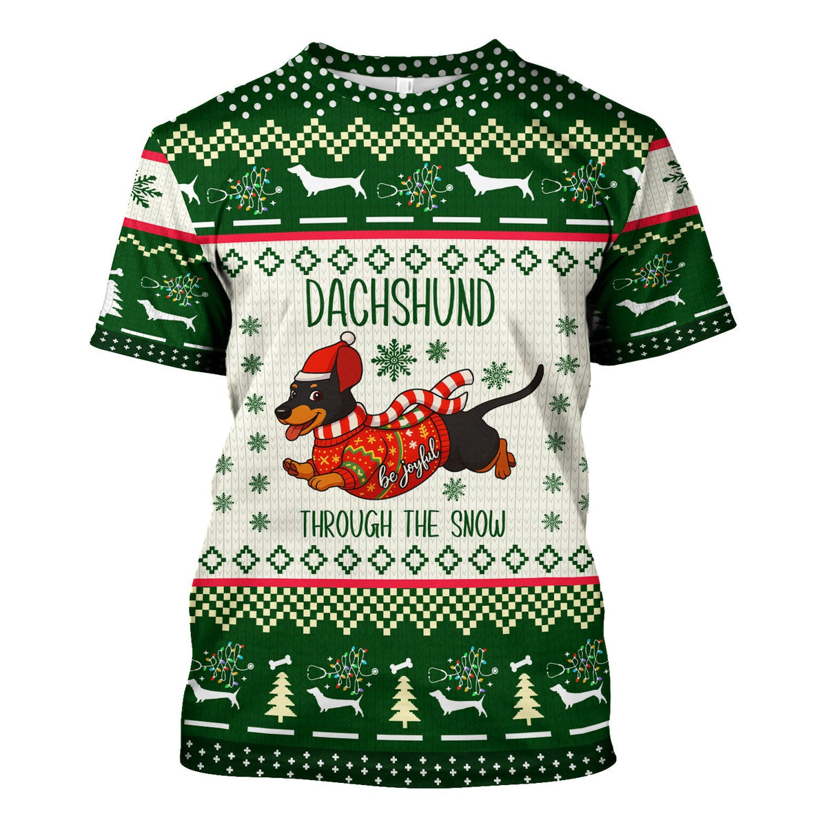 Wiener Dog Through The Snow Christmas Nurse Scrub Top