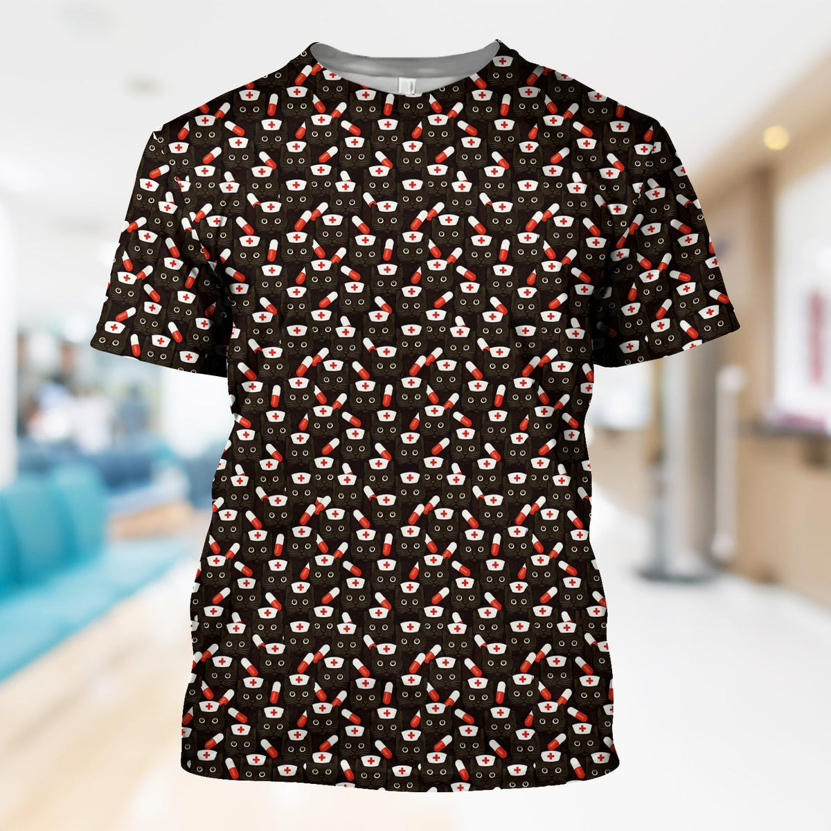 Nurse Cat With Pills Scrub Top