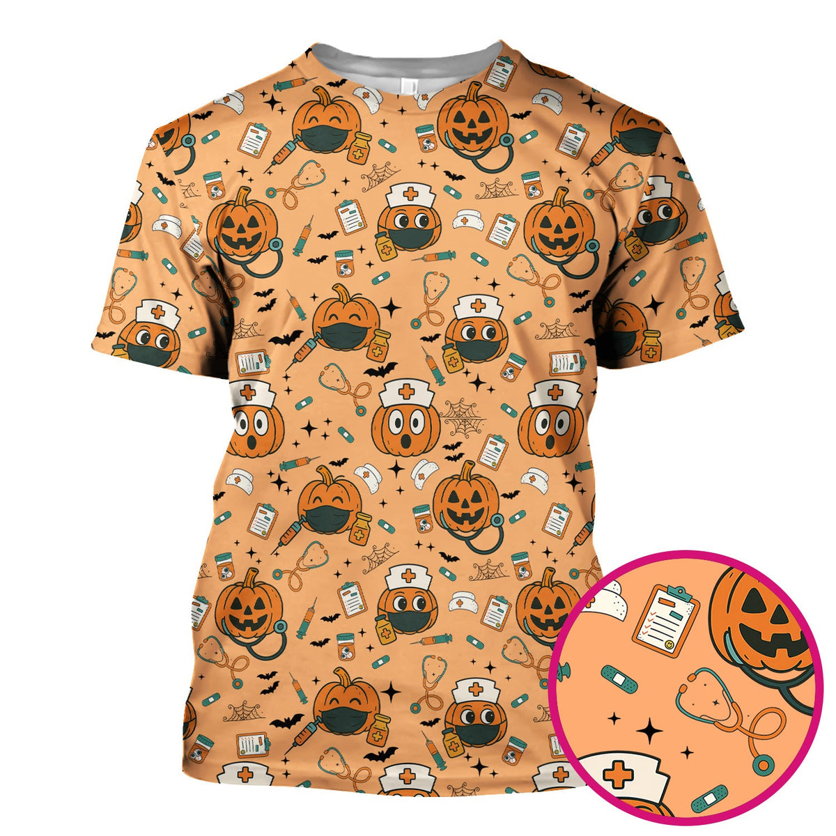 Spooky Holiday Nurse Scrub Top - Halloween Gift