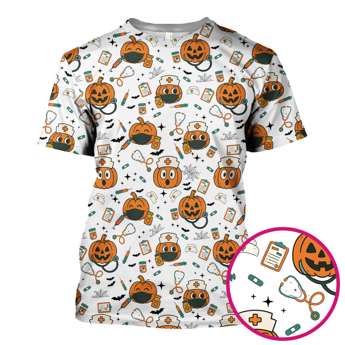 Spooky Holiday Nurse Scrub Top - Halloween Gift