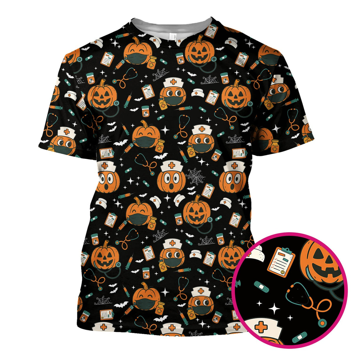 Spooky Holiday Nurse Scrub Top - Halloween Gift