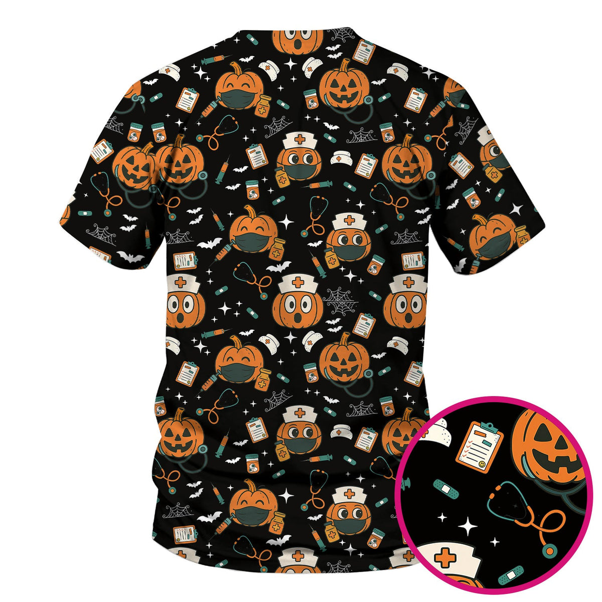 Spooky Holiday Nurse Scrub Top - Halloween Gift