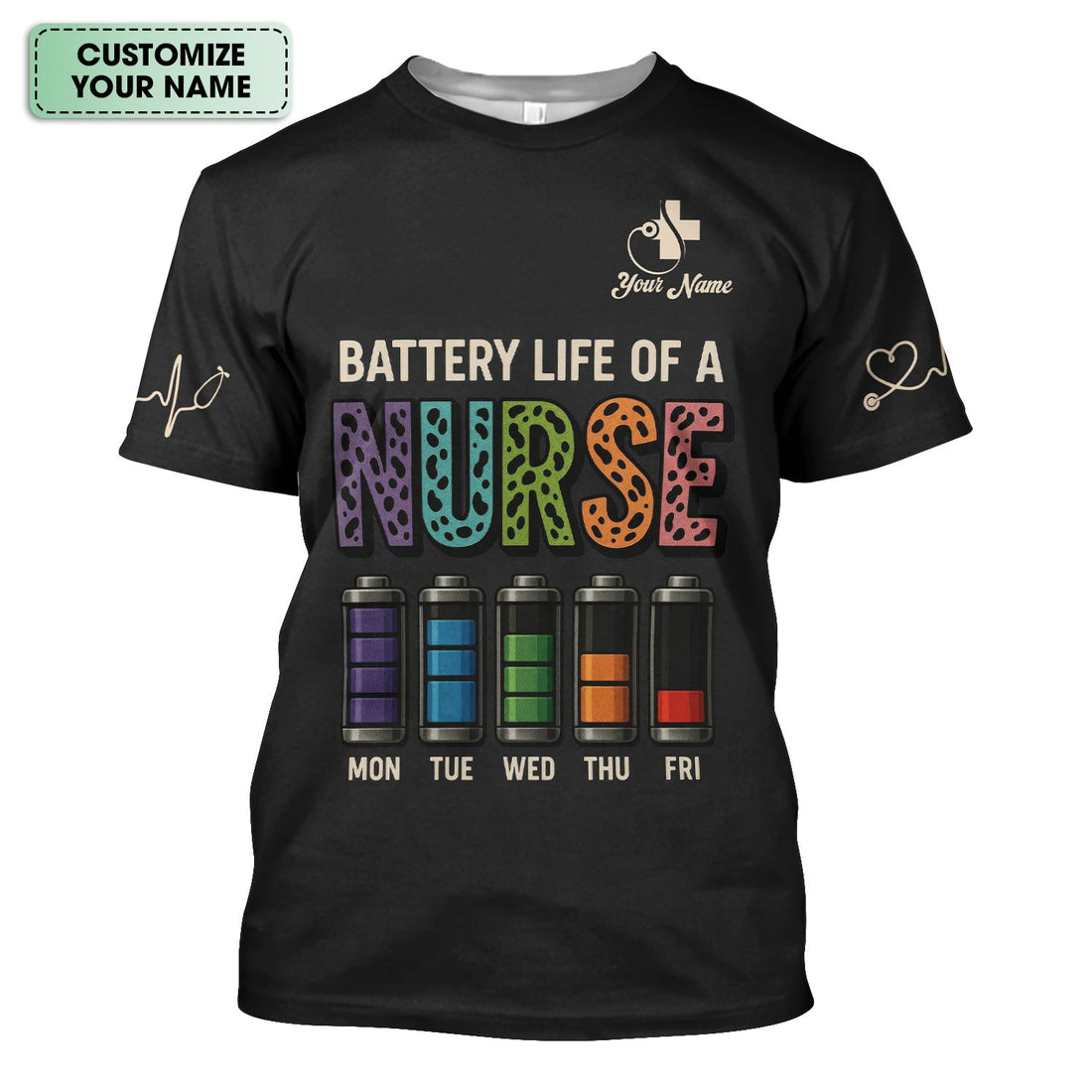 Personalized Battery Life Nurse Shirt