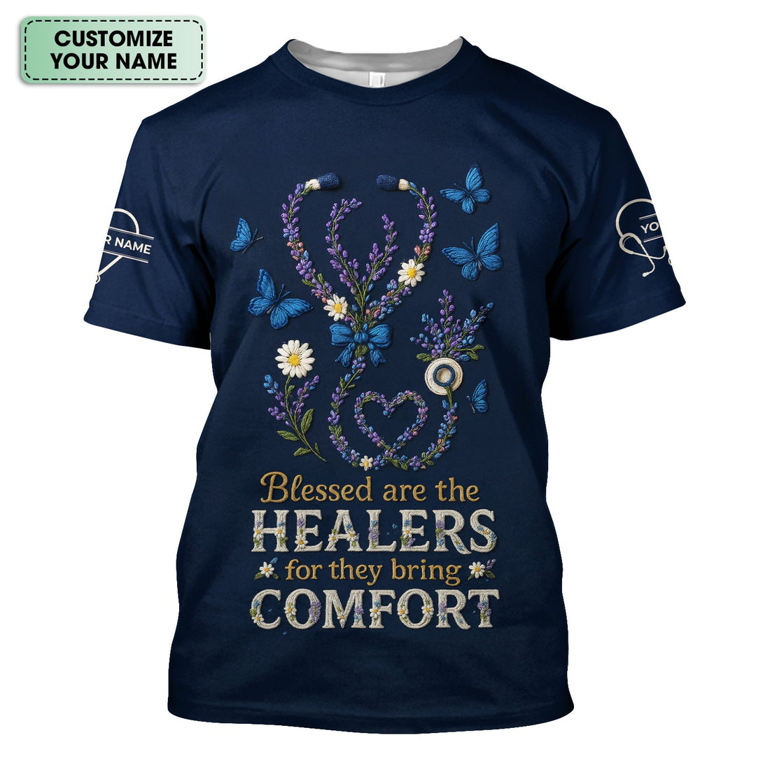 Personalized Blessed Are The Healers Floral Nurse Shirt