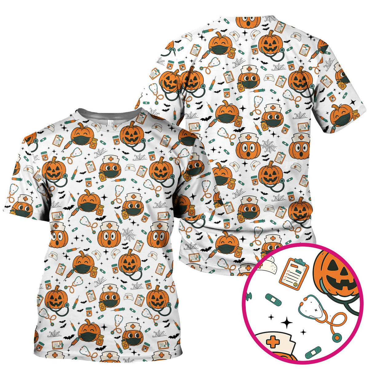 Spooky Holiday Nurse Scrub Top - Halloween Gift