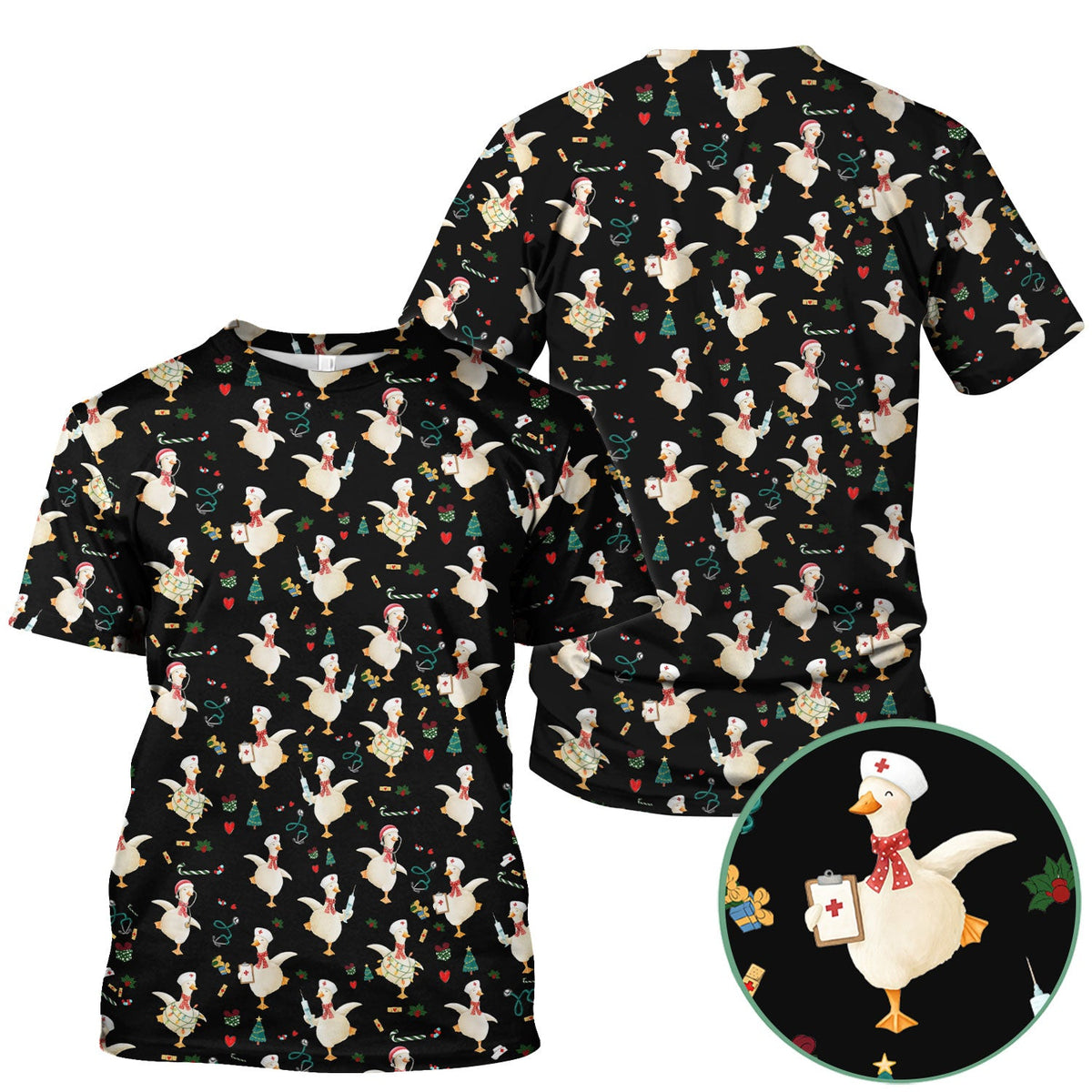Christmas Goose Nurse Scrub Top