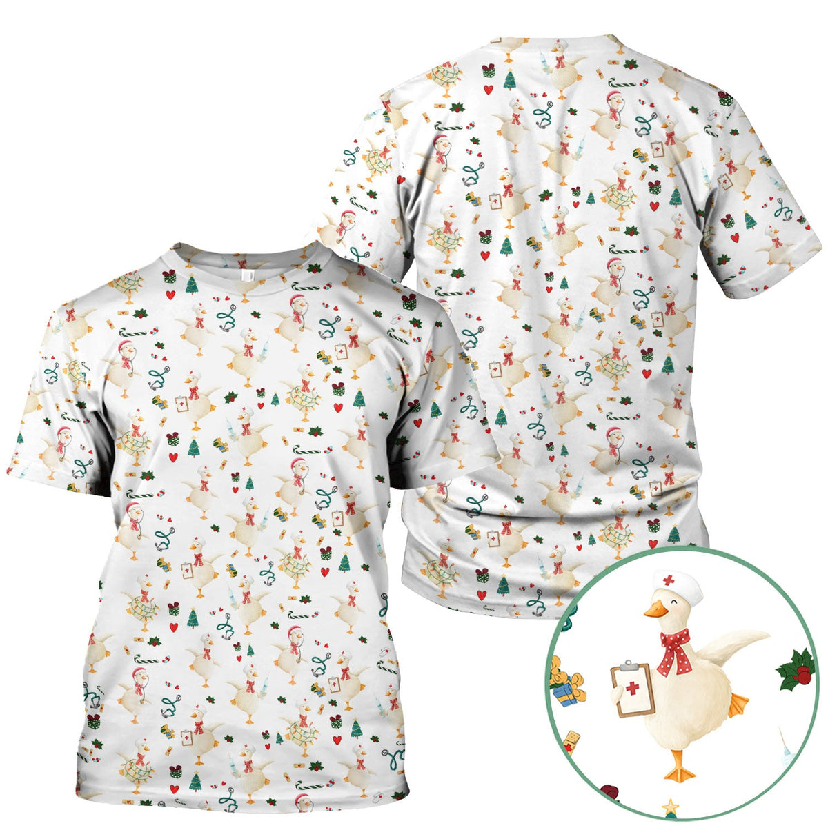 Christmas Goose Nurse Scrub Top