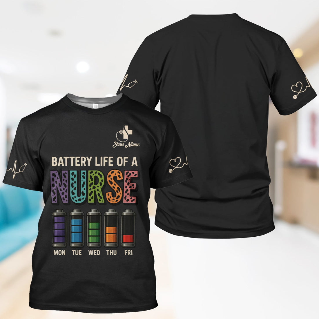 Personalized Battery Life Nurse Shirt