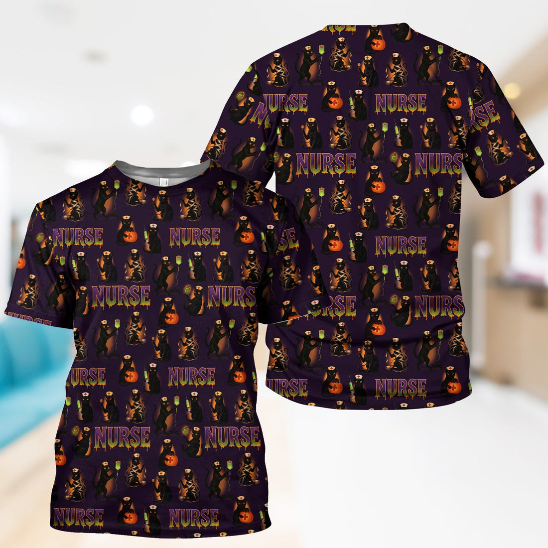 Black Cat Pumpkin IV Bag Nurse Shirt - Halloween Gift