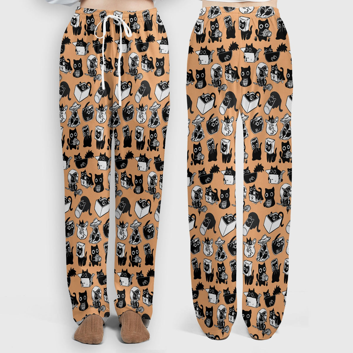 Black Cat Halloween Doodle Nurse Scrub Set