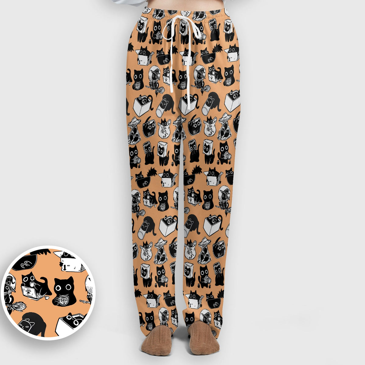 Black Cat Halloween Doodle Nurse Scrub Set