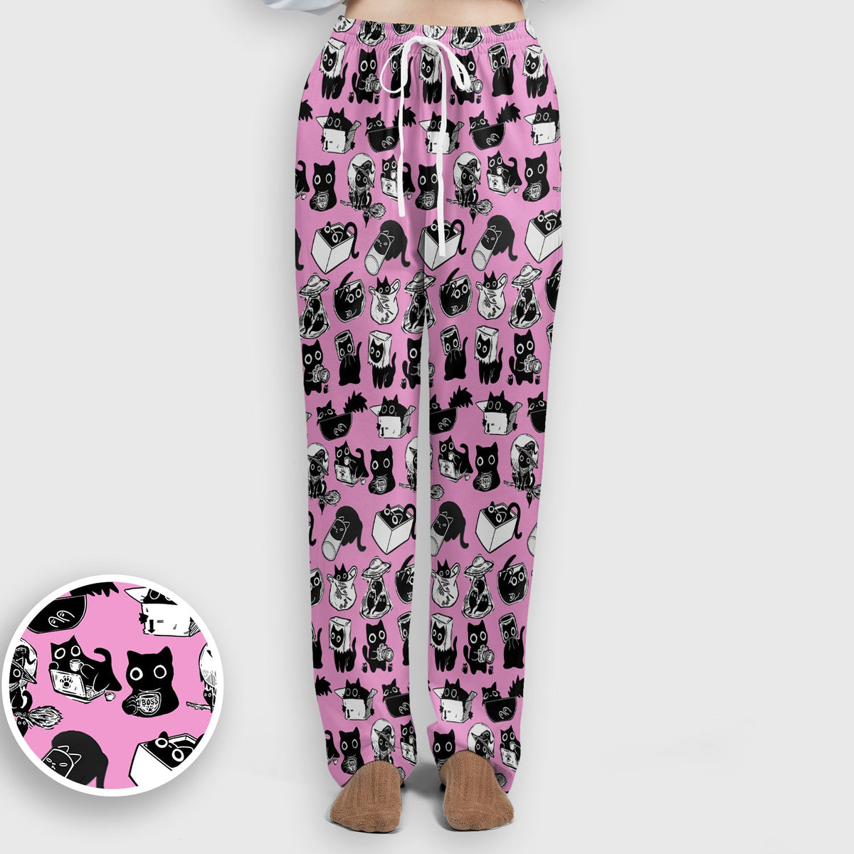 Black Cat Halloween Doodle Nurse Scrub Set