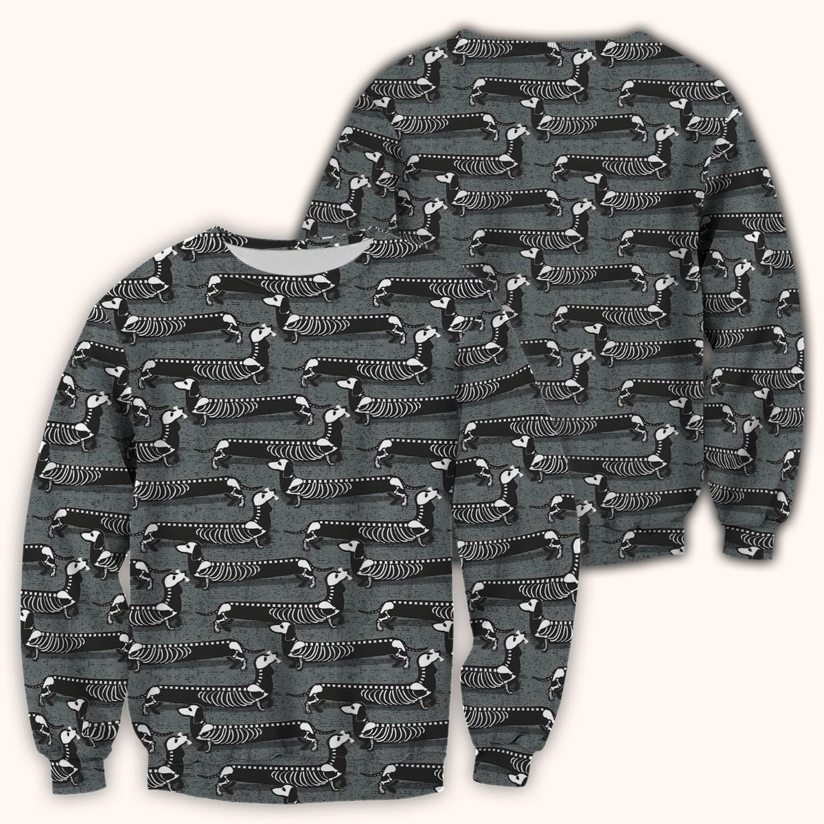 X-Ray Dachshund Skeleton Scrub Top, Comfortable Scrubs for Nurses