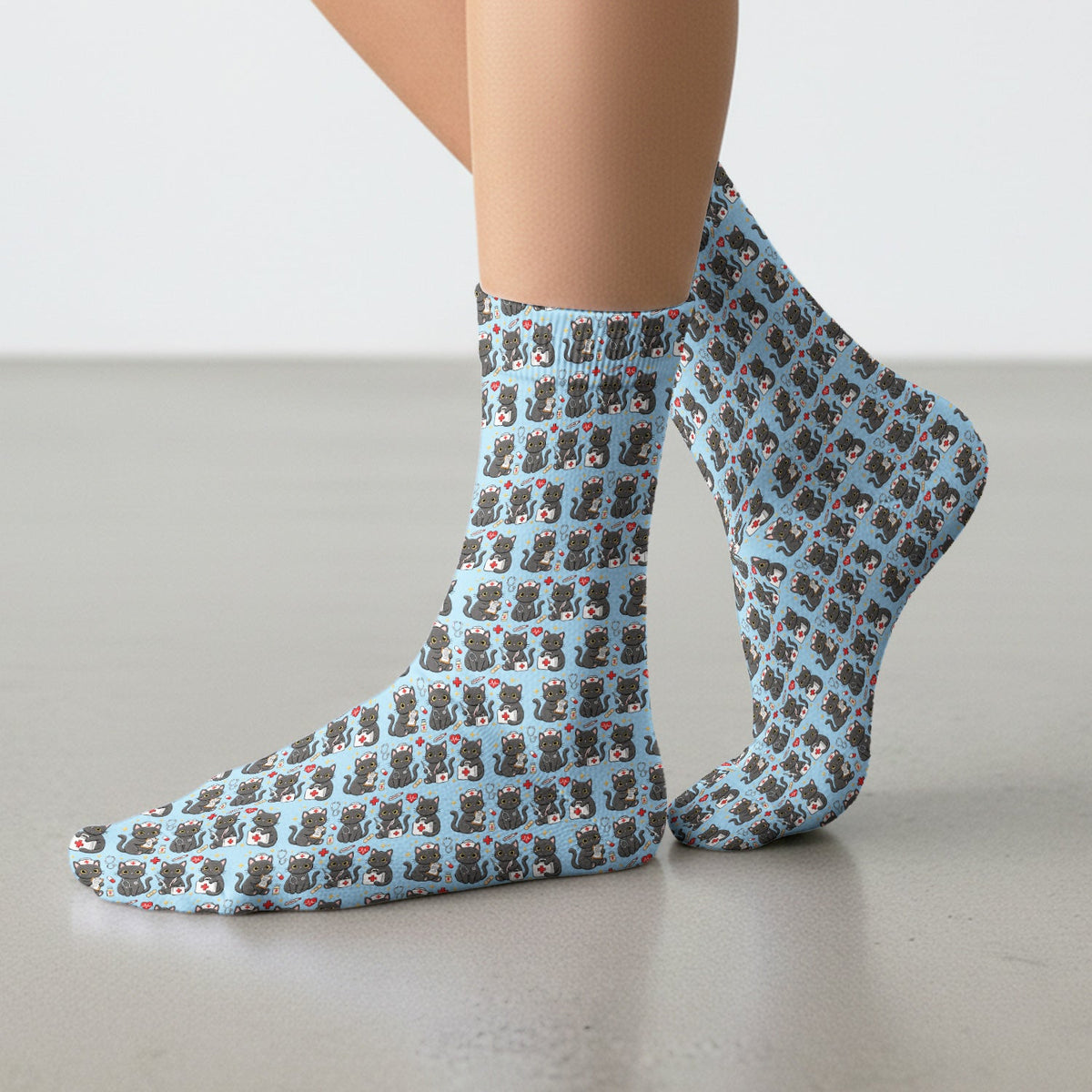 Black Cat Medical Icons Nurse Socks