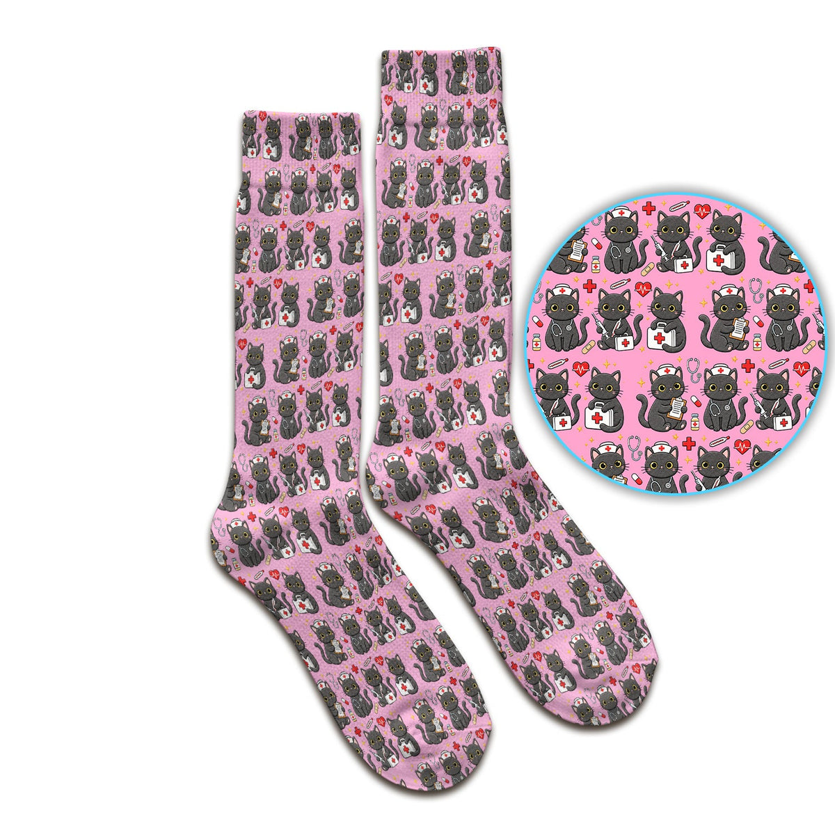 Black Cat Medical Icons Nurse Socks