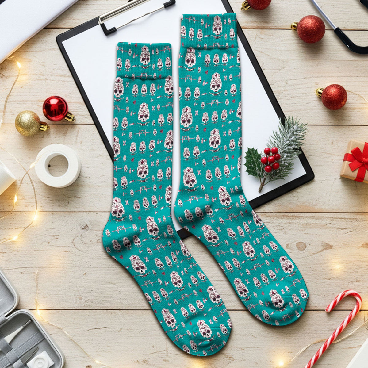 Sugar Skull Nurse Socks