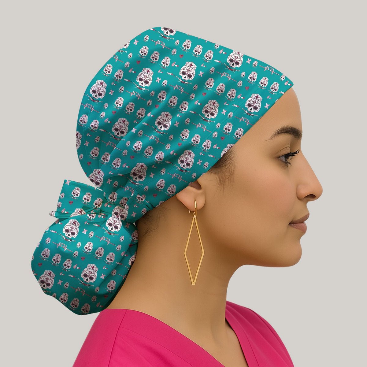 Sugar Skull Scrub Cap