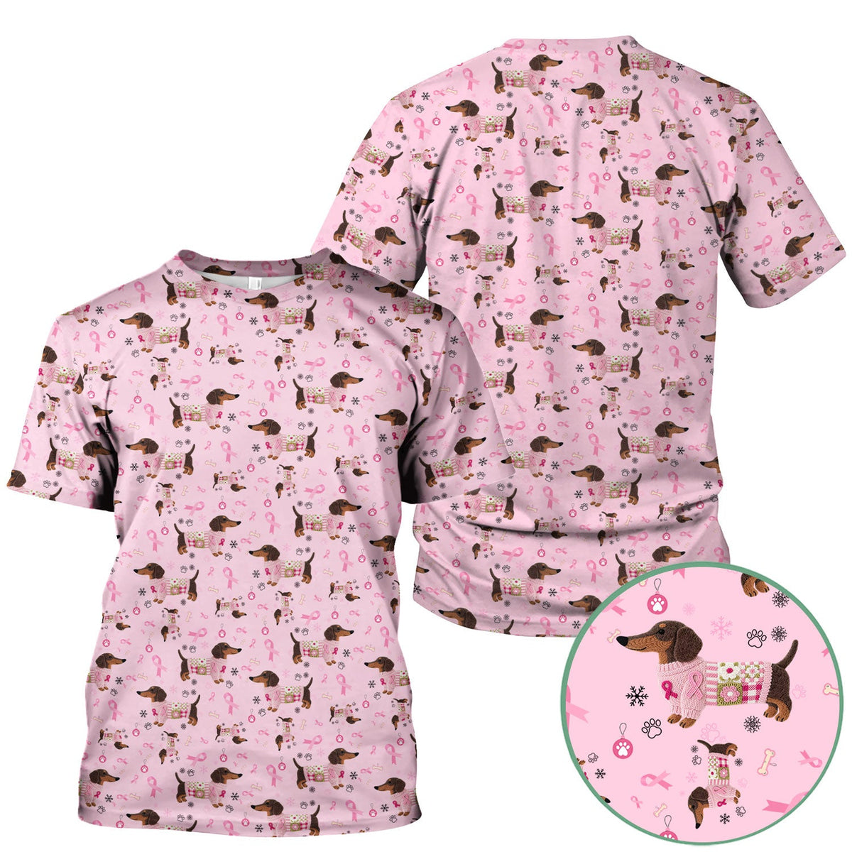 Pink Ribbon Dachshund Nurse Scrub Top