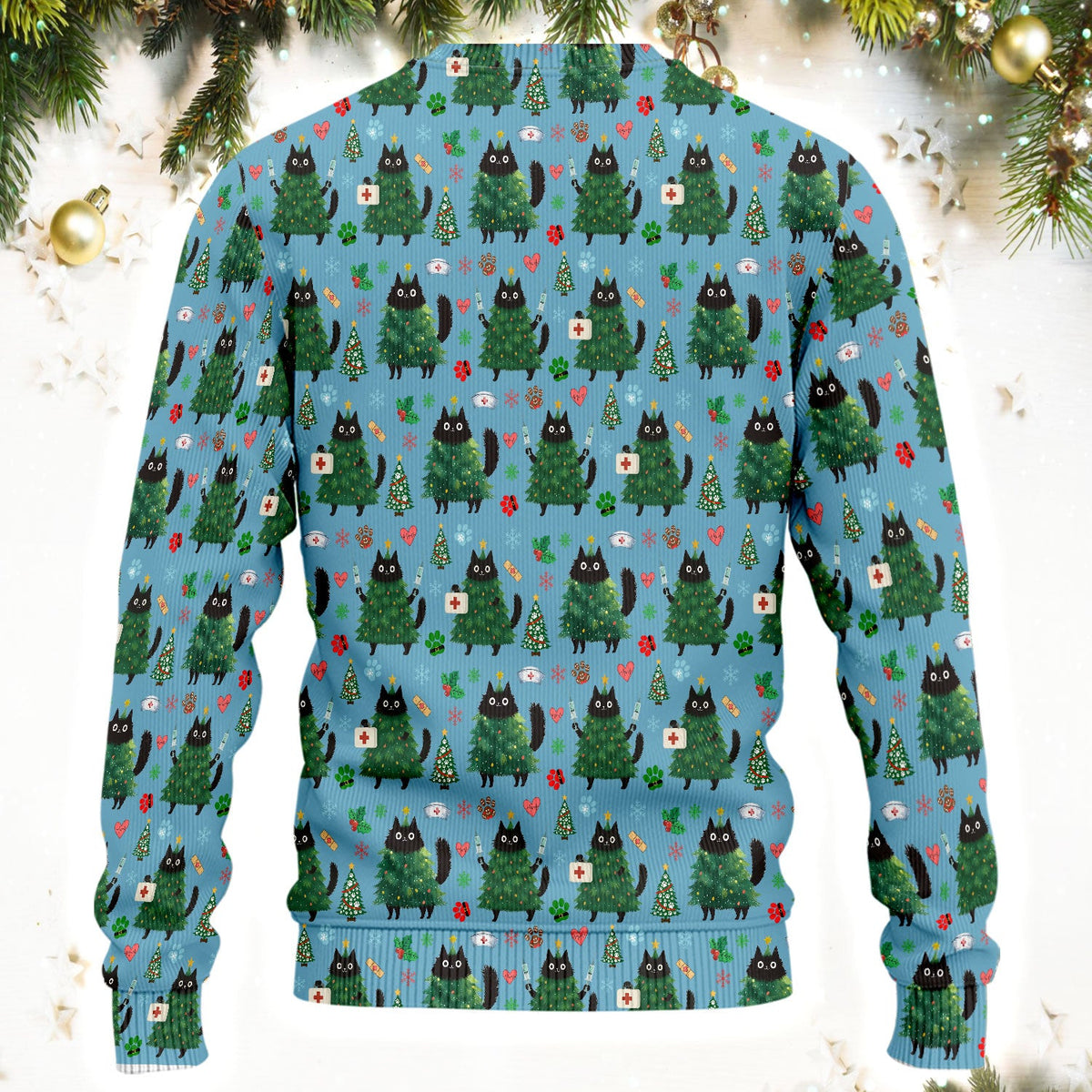 Christmas Black Cat Nurse Scrub Set