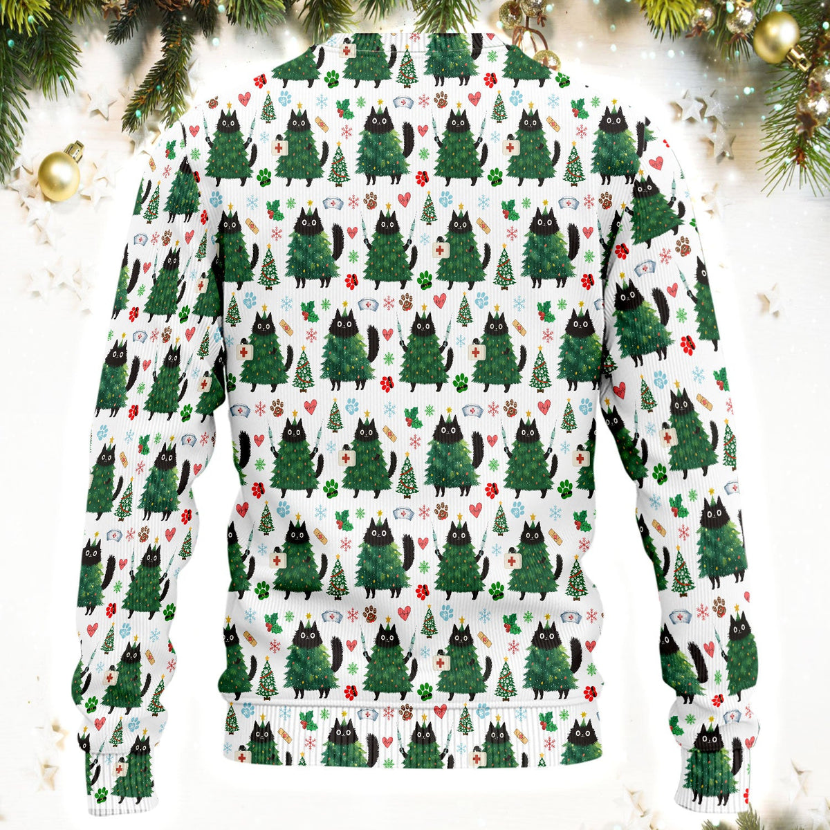 Christmas Black Cat Nurse Scrub Set