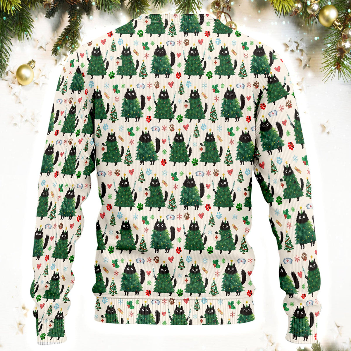 Christmas Black Cat Nurse Scrub Set