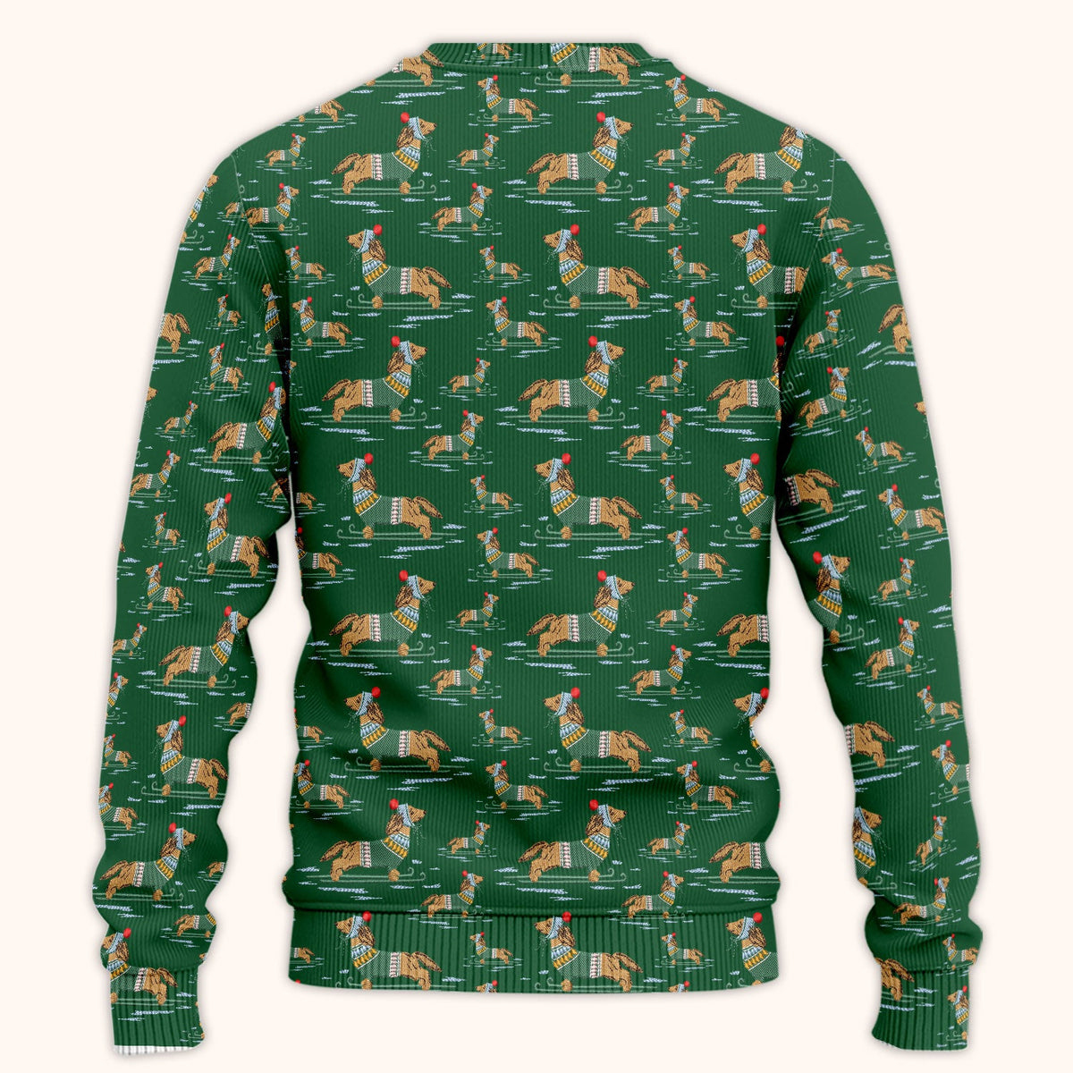 Dachshund Nurse Scrub Set, Wiener Dog Winter Pattern Shirt, Breathable Fabrics Nursing Uniform