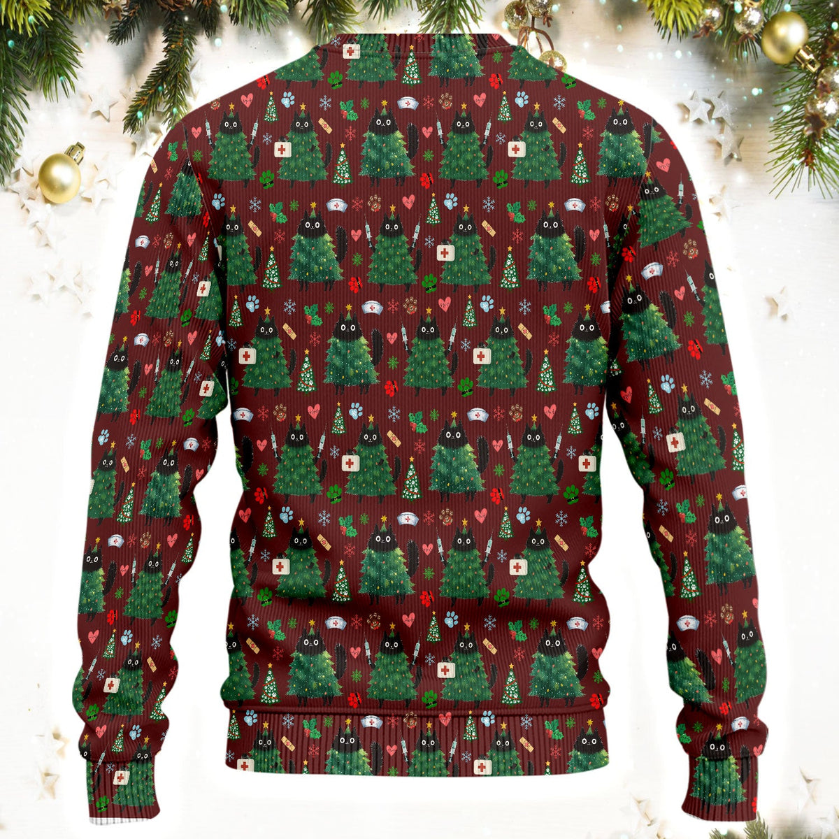 Christmas Black Cat Nurse Scrub Set
