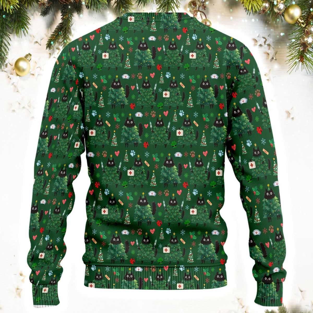 Christmas Black Cat Nurse Scrub Set
