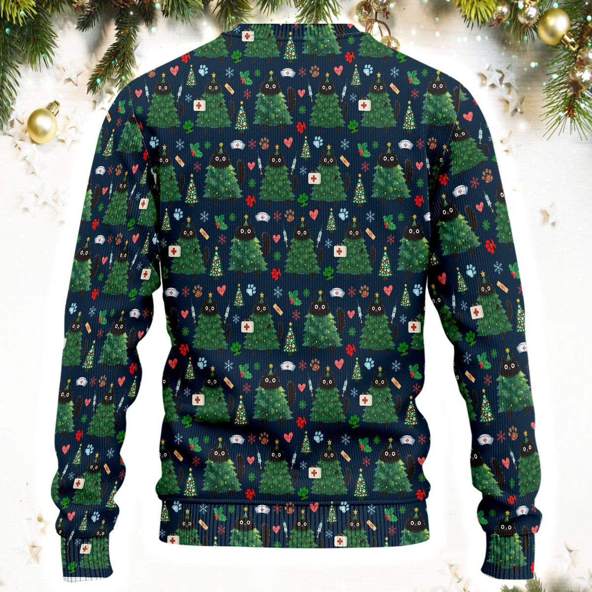 Christmas Black Cat Nurse Scrub Set