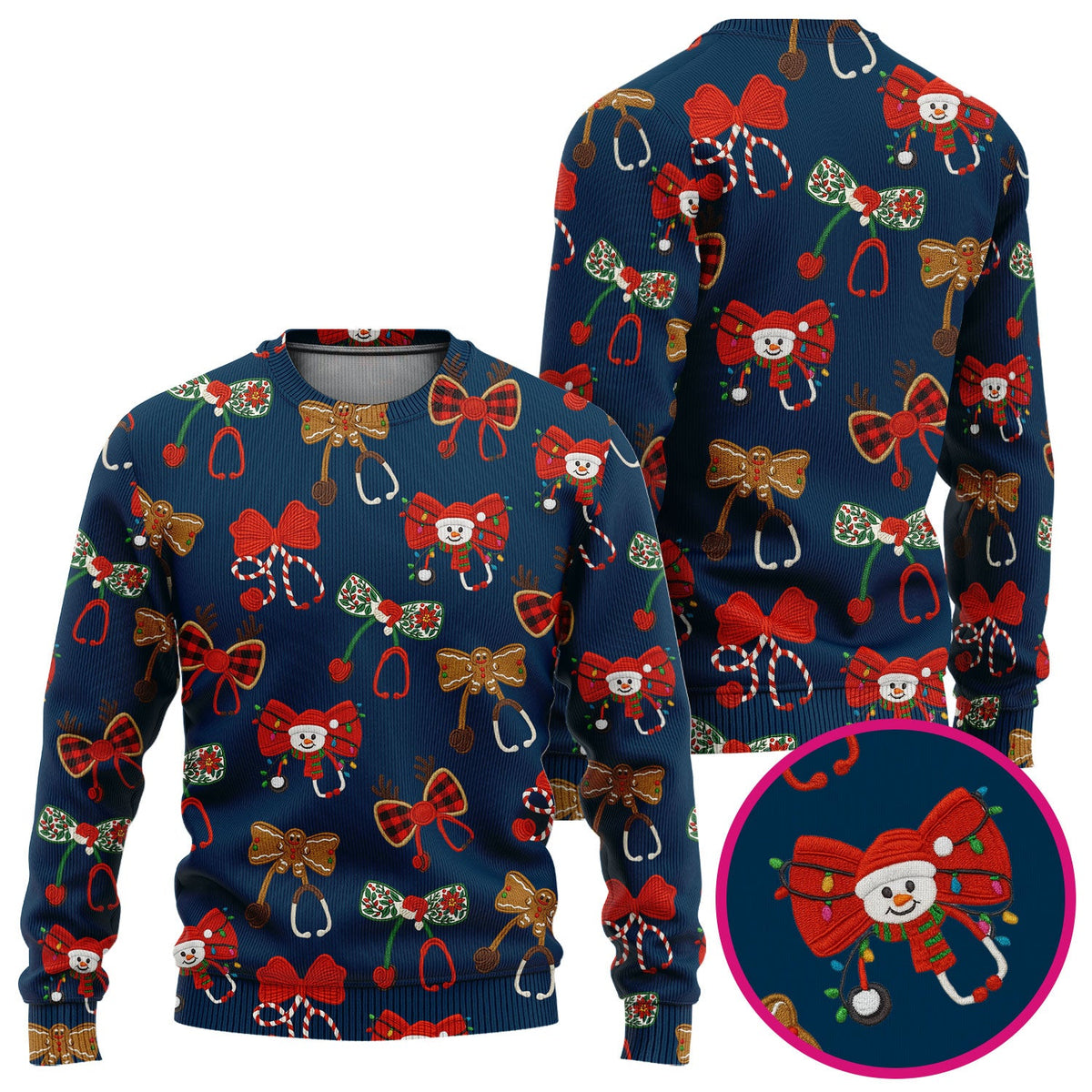 Christmas Stethoscope Bow Nurse Scrub Set