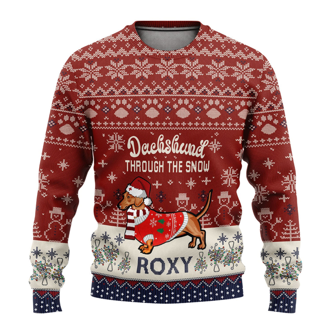 Personalized Dachshund Snow Ugly Christmas Sweater