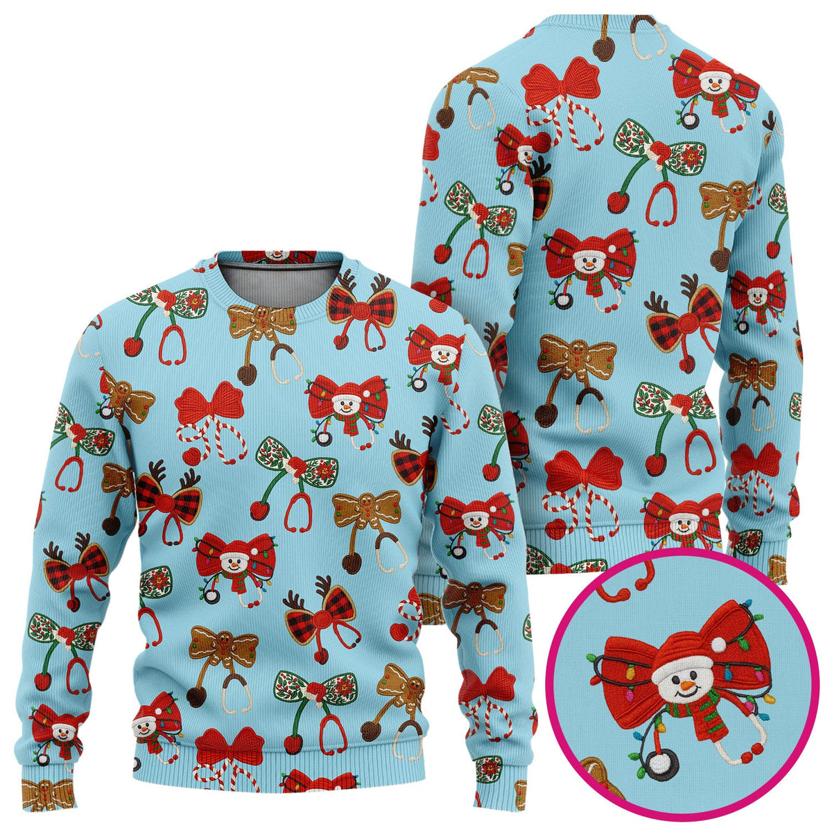 Christmas Stethoscope Bow Nurse Scrub Set