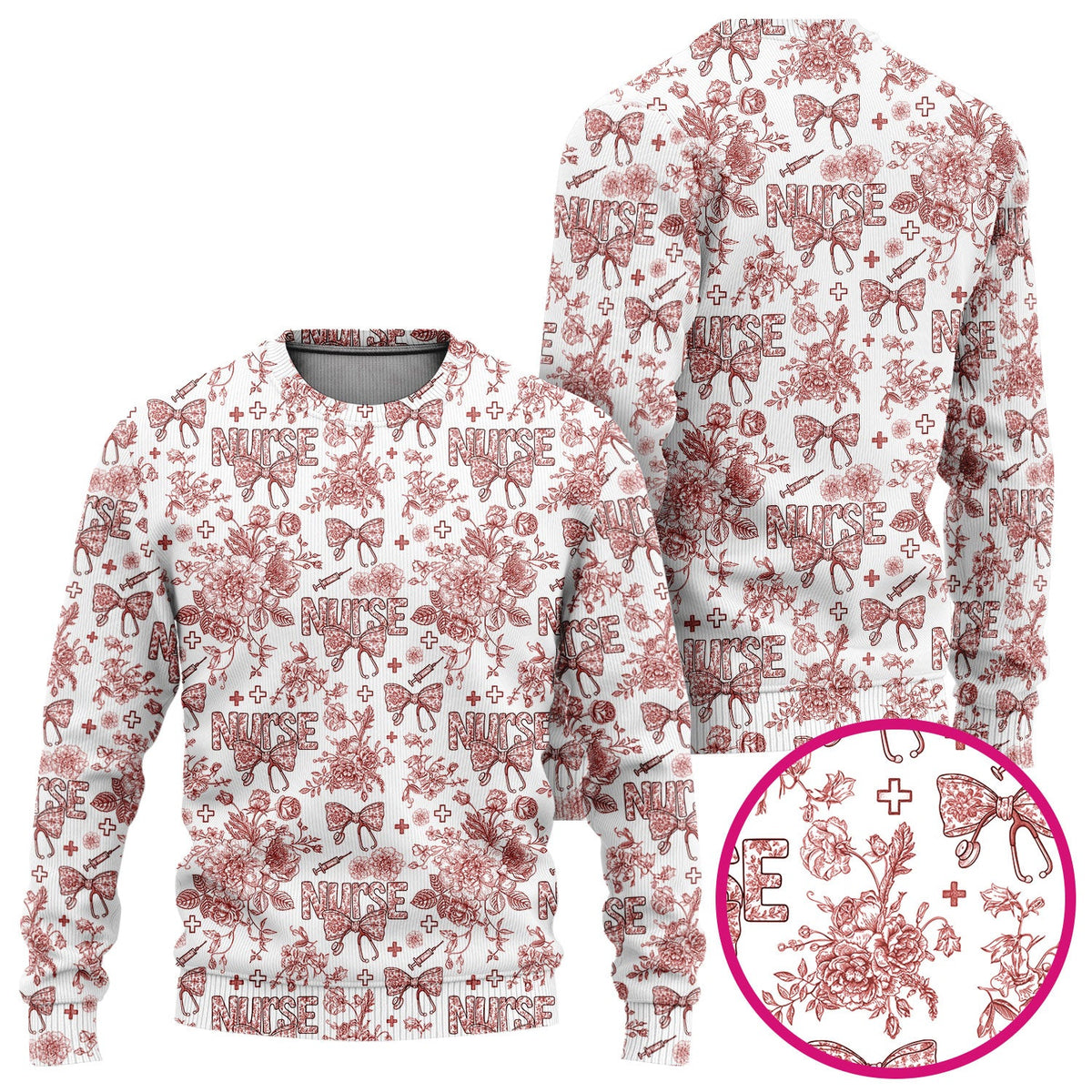 Toile De Jouy Floral Nurse Scrub Set