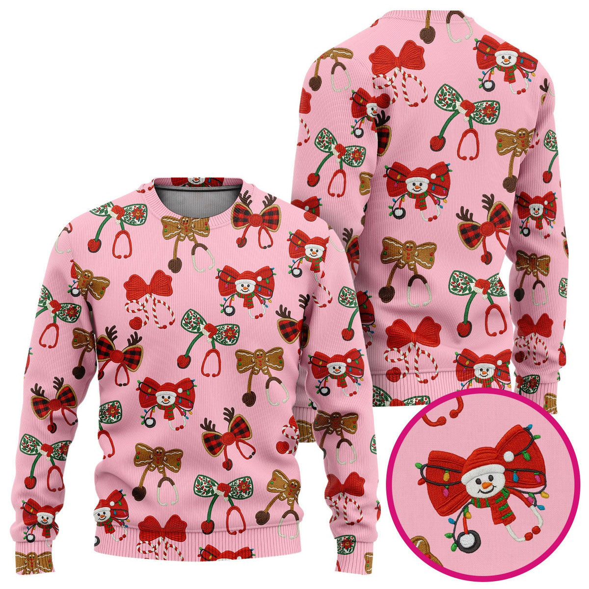 Christmas Stethoscope Bow Nurse Scrub Set