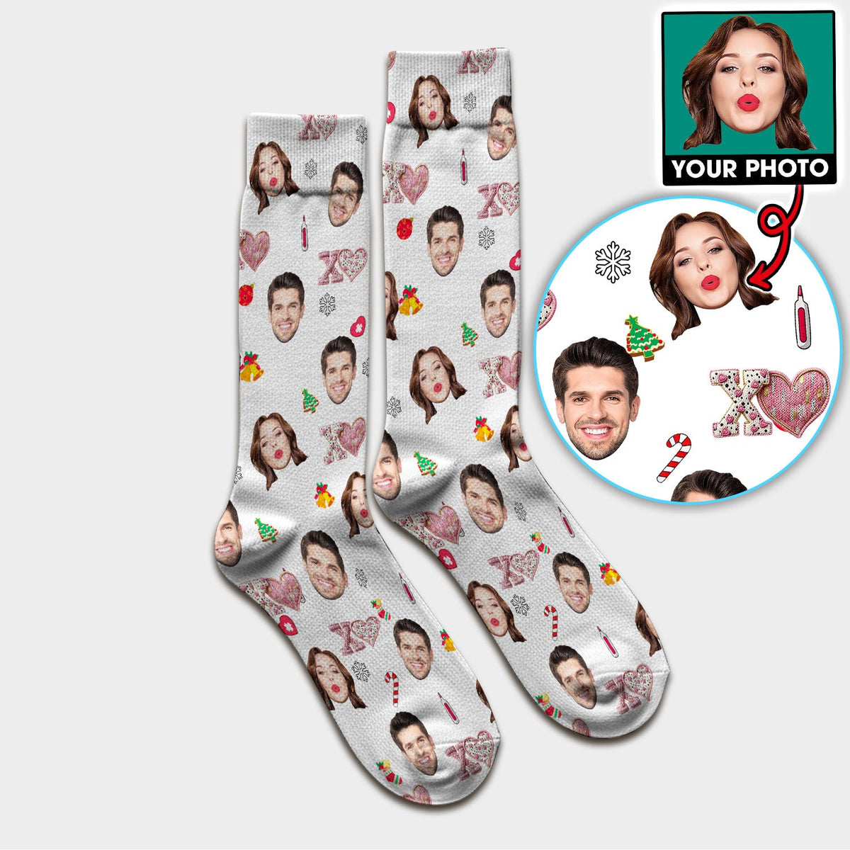 Personalized Photo XOXO Nurse Socks