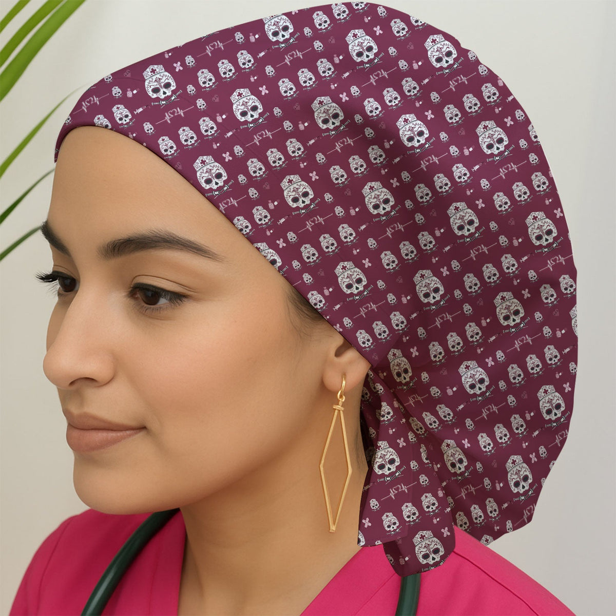 Sugar Skull Scrub Cap