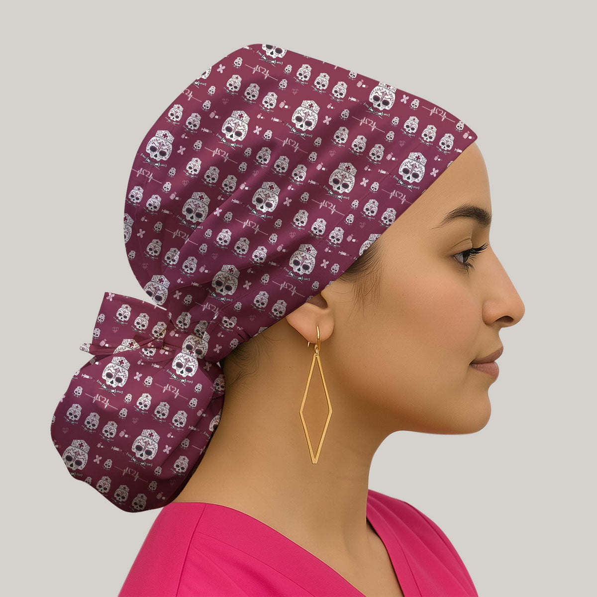 Sugar Skull Scrub Cap